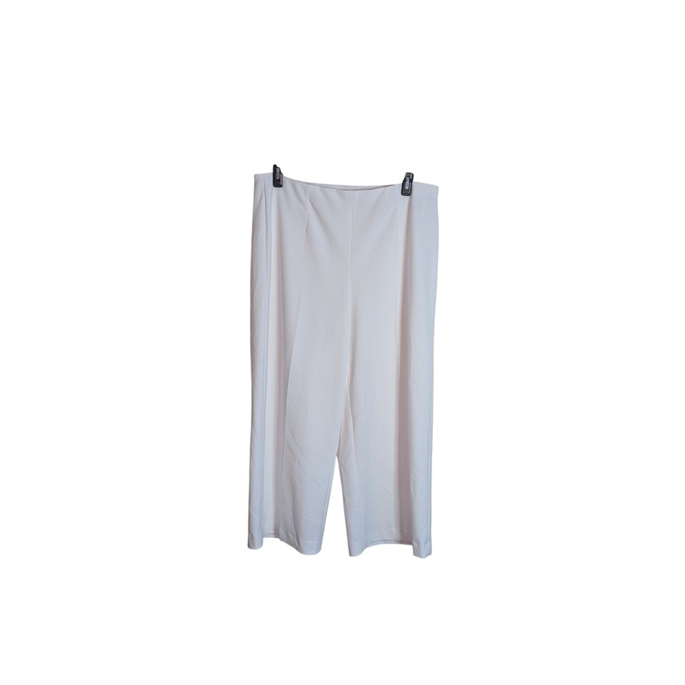Bar‎ III Womens White Wide Leg Cropped Pants XL Elastic Waist Pull On Culottes